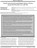 Cover page: Dyadic Characteristics and Intimate Partner Violence among Men Who Have Sex with Men