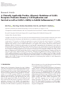 Cover page: A Clinically Applicable Positive Allosteric Modulator of GABA Receptors Promotes Human β-Cell Replication and Survival as well as GABA’s Ability to Inhibit Inflammatory T Cells