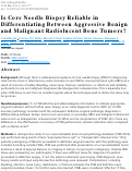 Cover page: Is Core Needle Biopsy Reliable in Differentiating Between Aggressive Benign and Malignant Radiolucent Bone Tumors?