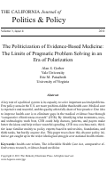 Cover page: The Politicization of Evidence-Based Medicine: The Limits of Pragmatic Problem Solving in an Era of Polarization