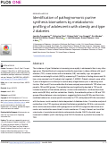 Cover page: Identification of pathognomonic purine synthesis biomarkers by metabolomic profiling of adolescents with obesity and type 2 diabetes