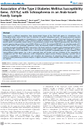 Cover page: Association of the Type 2 Diabetes Mellitus Susceptibility Gene, TCF7L2, with Schizophrenia in an Arab-Israeli Family Sample