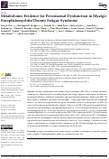 Cover page: Metabolomic Evidence for Peroxisomal Dysfunction in Myalgic Encephalomyelitis/Chronic Fatigue Syndrome