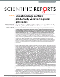 Cover page: Climatic change controls productivity variation in global grasslands