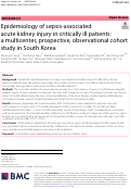 Cover page: Epidemiology of sepsis-associated acute kidney injury in critically ill patients: a multicenter, prospective, observational cohort study in South Korea.