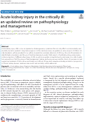 Cover page: Acute kidney injury in the critically ill: an updated review on pathophysiology and management