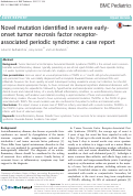 Cover page: Novel mutation identified in severe early-onset tumor necrosis factor receptor-associated periodic syndrome: a case report.