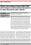 Cover page: Atomic-scale probing of short-range order and its impact on electrochemical properties in cation-disordered oxide cathodes.