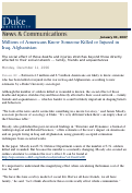 Cover page: Press Release: New calculations show as many as 7.3 million Americans know someone killed or injured in Iraq and Afghanistan