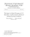 Cover page of The Impact of Global Warming on U.S. Agriculture:  An Econometric Analysis of Optimal Growing Conditions