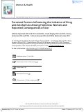 Cover page: Perceived Factors Influencing the Initiation of Drug and Alcohol Use Among Homeless Women and Reported Consequences of Use