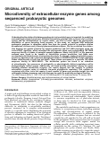 Cover page: Fine-scale phylogenetic clustering of resource-acquiring enzyme genes among sequenced prokaryotic genomes