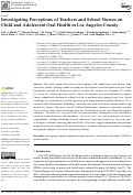 Cover page: Investigating Perceptions of Teachers and School Nurses on Child and Adolescent Oral Health in Los Angeles County.