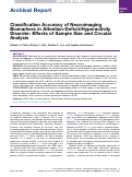 Cover page: Classification Accuracy of Neuroimaging Biomarkers in Attention-Deficit/Hyperactivity Disorder: Effects of Sample Size and Circular Analysis