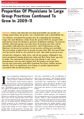 Cover page: Proportion Of Physicians In Large Group Practices Continued To Grow In 2009–11