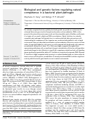 Cover page: Biological and genetic factors regulating natural competence in a bacterial plant pathogen