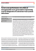 Cover page: Seven-year performance of a clinical metagenomic next-generation sequencing test for diagnosis of central nervous system infections.