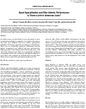 Cover page: Sport Specialization and Elite Athletic Performance: Is There a Link in American Judo?