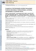 Cover page: Comparison of Life Participation Activities Among Adults Treated by Hemodialysis, Peritoneal Dialysis, and Kidney Transplantation: A Systematic Review