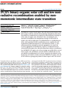 Cover page: 19.31% binary organic solar cell and low non-radiative recombination enabled by non-monotonic intermediate state transition