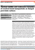 Cover page: Thermal stability and coalescence dynamics of exsolved metal nanoparticles at charged perovskite surfaces