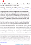 Cover page: A Useful and Sustainable Role for N‐of‐1 Trials in the Healthcare Ecosystem