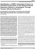 Cover page: Identification of BZR1-interacting Proteins as Potential Components of the Brassinosteroid Signaling Pathway in Arabidopsis Through Tandem Affinity Purification*