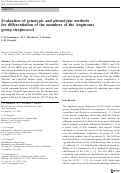 Cover page: Evaluation of genotypic and phenotypic methods for differentiation of the members of the Anginosus group streptococci