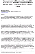 Cover page: Advancements in Microbunching Instability Suppression: Theoretical Implementation of Speckle Array Laser Heater in Free Electron Lasers