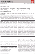 Cover page: US Hemophilia Treatment Center population trends 1990-2010: patient diagnoses, demographics, health services utilization