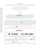 Cover page: Comment on "Neutron lifetime and dark decay of the neutron and hydrogen''