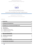 Cover page: Accessioning Manual for Archival and Manuscript Collections (University of California, Irvine, Special Collections &amp; Archives)