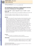 Cover page: Potential role of the donor in hepatocellular carcinoma recurrence after liver transplantation