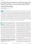 Cover page: Gender Representation and Strategies for Panel Diversity: Lessons from the APSA Annual Meeting