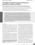 Cover page: MicroRNA-26a regulates insulin sensitivity and metabolism of glucose and lipids