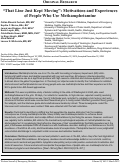 Cover page: “That Line Just Kept Moving”: Motivations and Experiences of People Who Use Methamphetamine