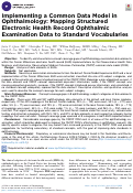 Cover page: Implementing a Common Data Model in Ophthalmology: Mapping Structured Electronic Health Record Ophthalmic Examination Data to Standard Vocabularies.