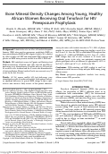 Cover page: Bone Mineral Density Changes Among Young, Healthy African Women Receiving Oral Tenofovir for HIV Preexposure Prophylaxis