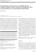 Cover page: Perinatal Distress in Women in Low- and Middle-Income Countries: Allostatic Load as a Framework to Examine the Effect of Perinatal Distress on Preterm Birth and Infant Health