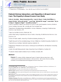 Cover page: Patient-clinician interactions and disparities in breast cancer care: the equality in breast cancer care study