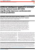 Cover page: Artificial intelligence applied to coronary artery calcium scans (AI-CAC) significantly improves cardiovascular events prediction