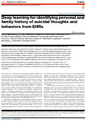 Cover page: Deep learning for identifying personal and family history of suicidal thoughts and behaviors from EHRs.