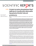 Cover page: Protein tyrosine phosphatase Shp2 deficiency in podocytes attenuates lipopolysaccharide-induced proteinuria