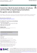 Cover page: Correction: Multi-faceted attributes of salivary cell-free DNA as liquid biopsy biomarkers for gastric cancer detection