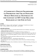 Cover page: A Community-Driven Framework to Prioritize the Use of Donated Human Biological Materials in the Context of HIV Cure-Related Research at the End of Life