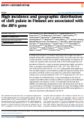 Cover page of High incidence and geographic distribution of cleft palate in Finland are associated with the IRF6 gene.