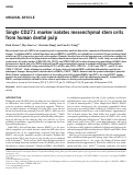 Cover page: Single CD271 marker isolates mesenchymal stem cells from human dental pulp