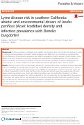 Cover page: Lyme disease risk in southern California: abiotic and environmental drivers of Ixodes pacificus (Acari: Ixodidae) density and infection prevalence with Borrelia burgdorferi