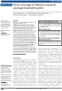 Cover page: News coverage of Mexico’s front-of-package food label policy