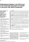 Cover page: Multiinstitutional validation of the UCSF cancer of the prostate risk assessment for prediction of recurrence after radical prostatectomy